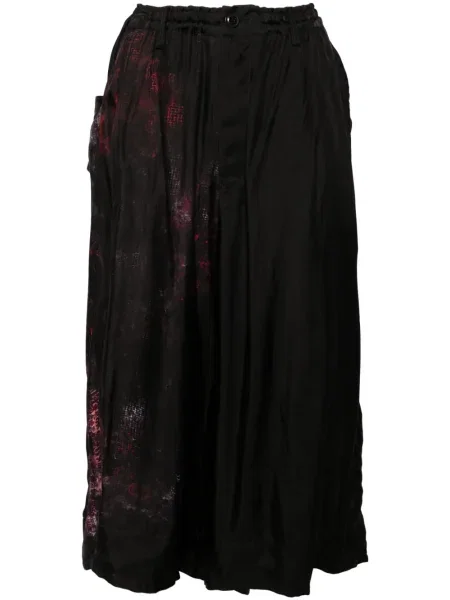 Fusta plisata Y's cu imagine cu imprimeu abstract plisată negru