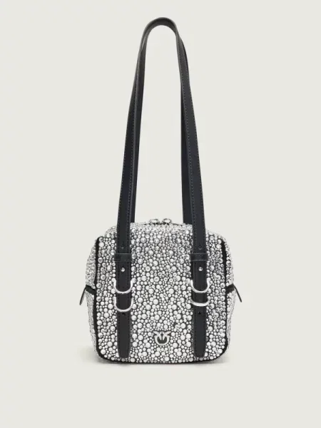 Pinko Geantă pe umăr CUBIC FULL STRASS negru