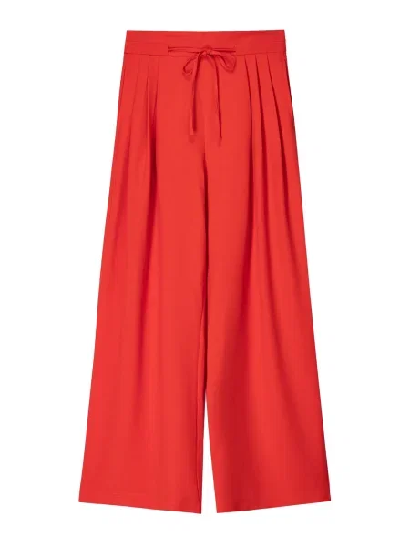 Bershka Hlače z naborki rdeča