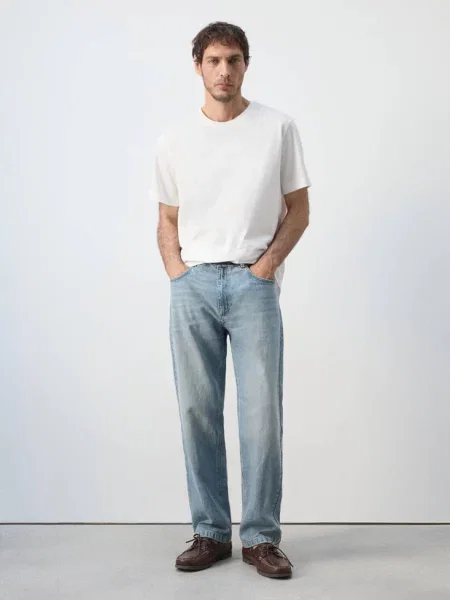 Koszulka regular fit g/m² Mężczyzna XS MANGO MAN biały