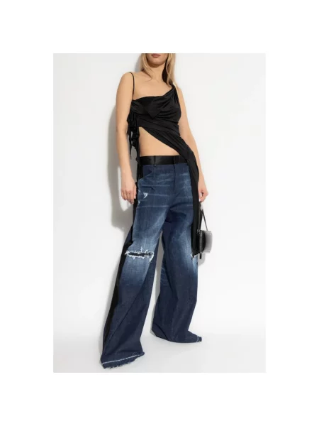 Szerokie jeansy Dsquared2 niebieskie