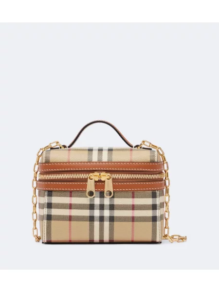 Geantă Burberry în carouri bej