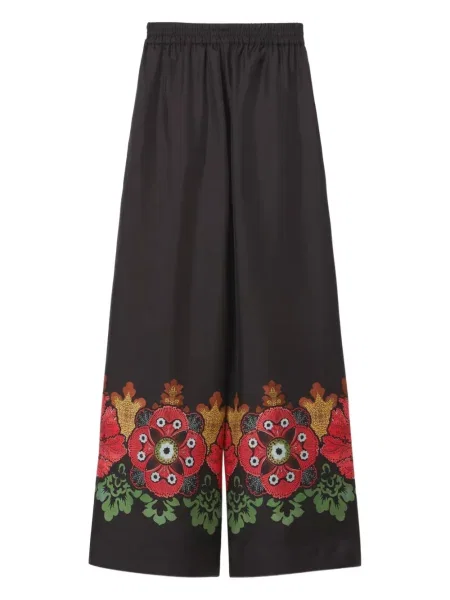 Pantaloni La Doublej cu model floral cu imagine negru