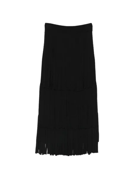 Fustă midi Tela cu franjuri negru