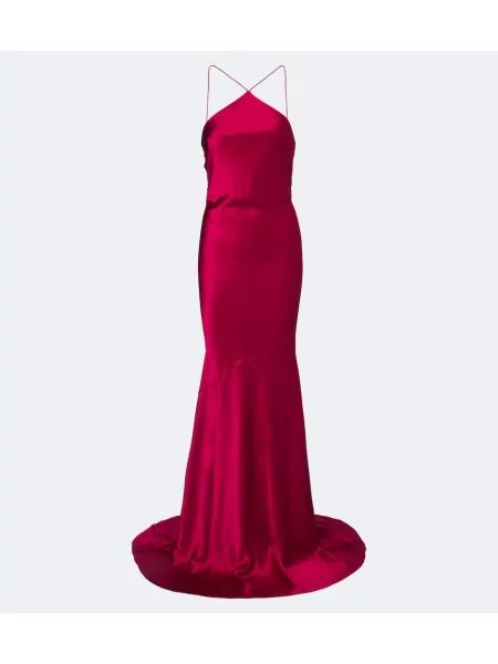 Rochie Alex Perry din satin cu gât halter roz