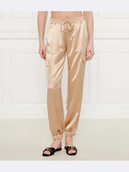 Pantaloni de jogging Guess din satin bej