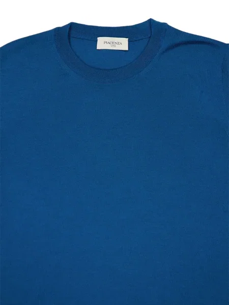 Вълнен пуловер Piacenza Cashmere с кръгло деколте синьо