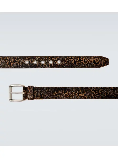 Curea Our Legacy din piele cu model paisley maro