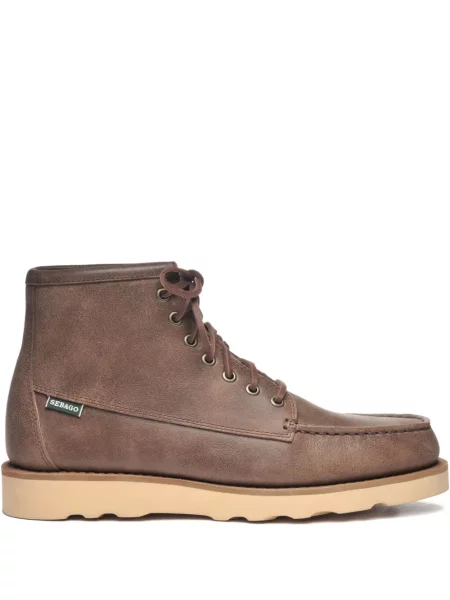 Botine Sebago cu șireturi din piele maro