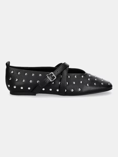 Usnjene balerinke Tommy Jeans MARYJANE STUDDED BALLERINA črna