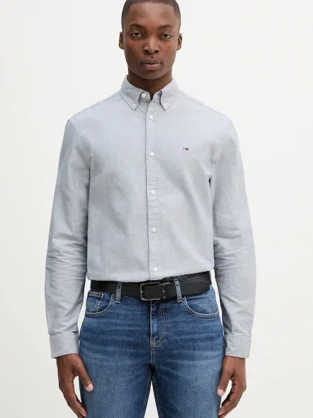 Koszula dżinsowa Tommy Hilfiger z długim rękawem niebieska