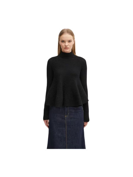 Sportmax sweter wełniany ASTICE ciepły z półgolfem czarny