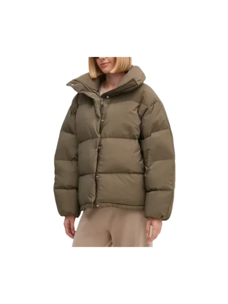 Lniana pikowana kurtka jeansowa Calvin Klein Jeans brązowa