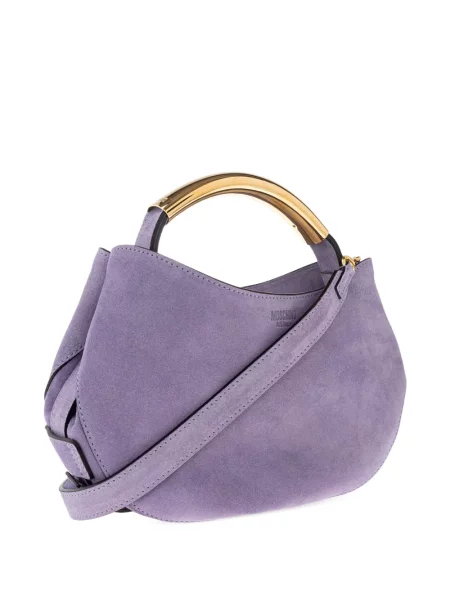 Geantă Moschino din piele de căprioară violet