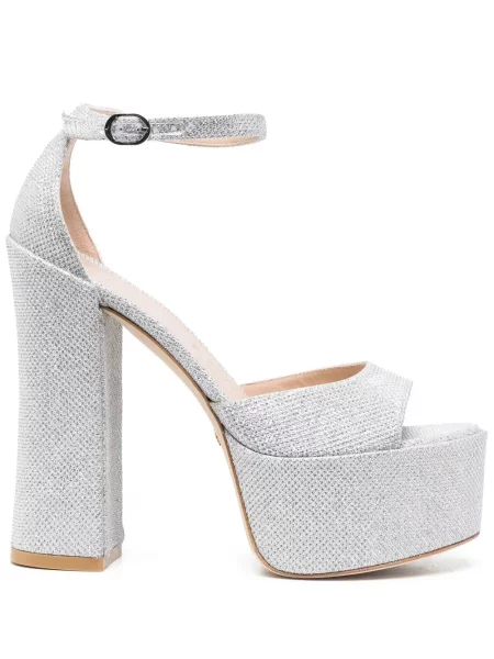 Sandale Stuart Weitzman cu platformă argintiu