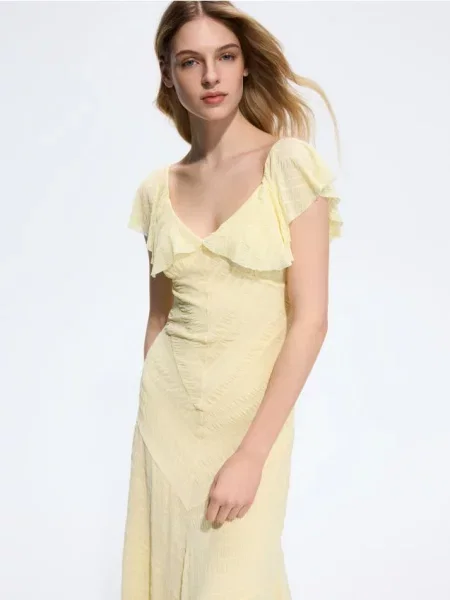 Reserved Rochie maxi galben-deschis galben