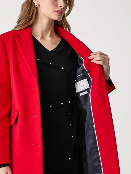 Tommy Hilfiger елегантно палто дамско с вълна червено