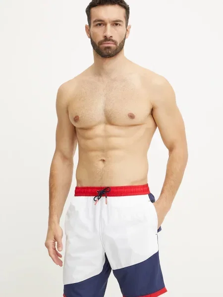 Kratke hlače za kupanje Red Bull Racing x Pepe Jeans RBR BLOCK SURFER tamno plava crvena