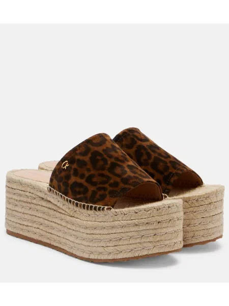 Sandale Gianvito Rossi din piele de căprioară cu imagine cu model leopard maro