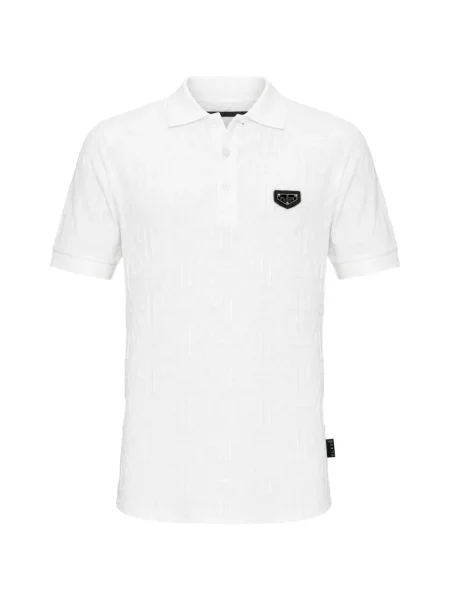 Tricou polo Philipp Plein din jacard alb