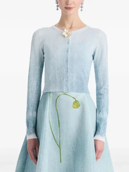 Decupat cardigan Oscar De La Renta albastru