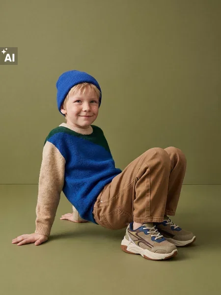 Sinsay Tenisky se síťovinou a vsadkami z imitace kůže jantarová