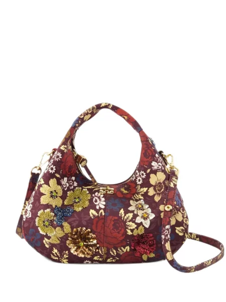 Geantă shopper Ganni cu paiete cu model floral roșu