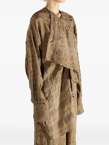 Top Uma Wang în carouri drapat maro