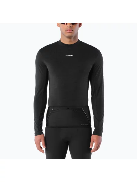 Tricou cu mânecă lungă Salomon din lână merinos alergare negru