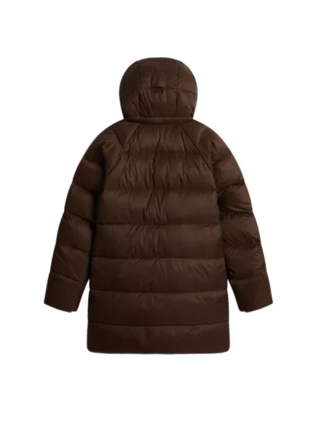 Kurtka puchowa The North Face z kapturem brązowa