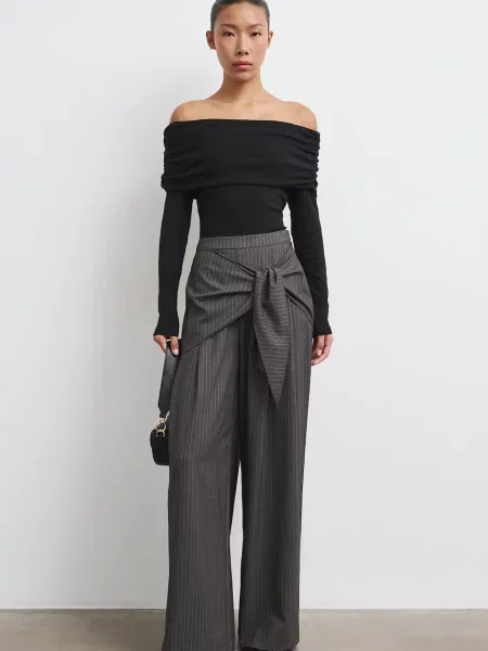 Medicine pantaloni wide leg pentru femei gri