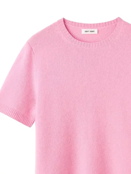 Kötött rövid póló Soft Goat rózsaszín