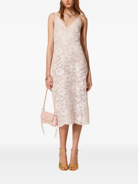 Rochie midi Twinset cu paiete până la genunchi de costum roz