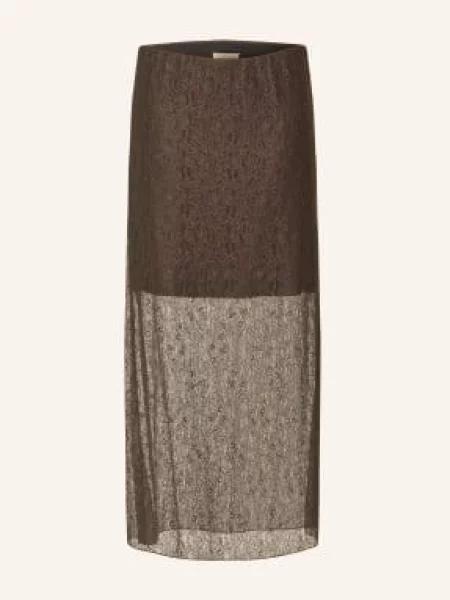 Smith & Soul Krajková Sukně tmavě hnědá