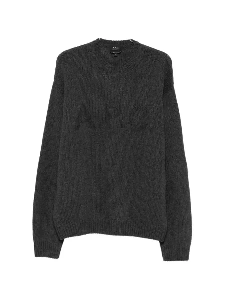 Pulover A.p.c. cu decolteu rotund cu autograf gri