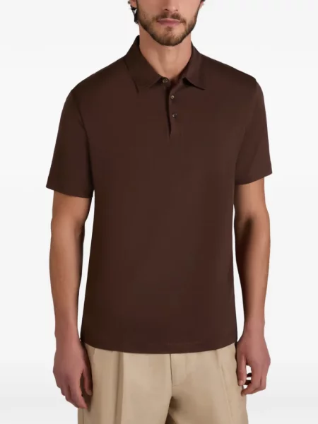 Tricou polo Slowear din jerseu maro