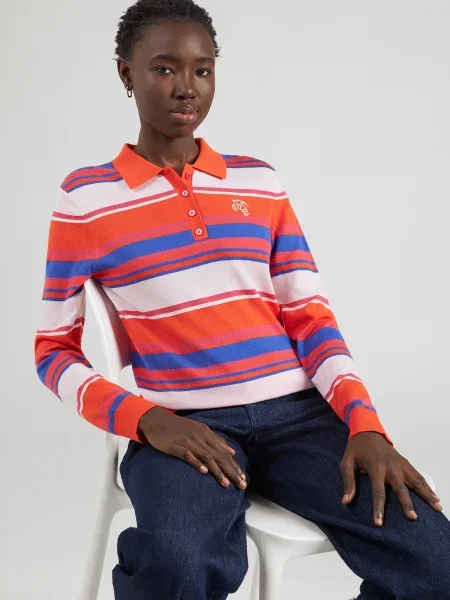 Smith&Soul Pulover albastru / roz pitaya / roșu orange alb