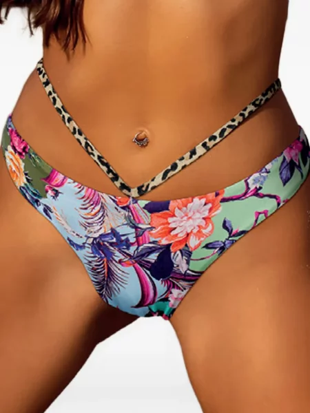 Bikini Del Maar cu model floral cu imagine albastru