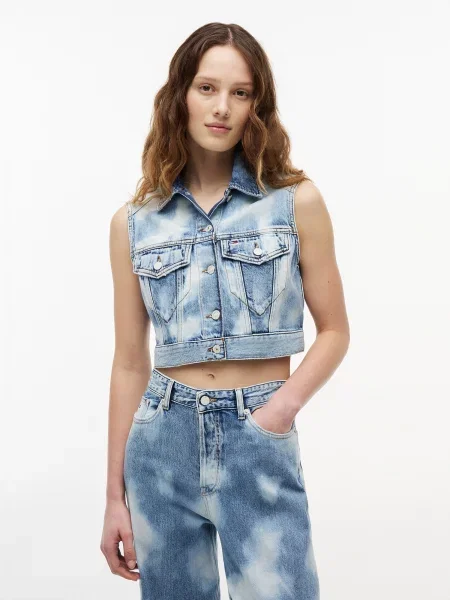 Tommy Jeans Vestă denim albastru