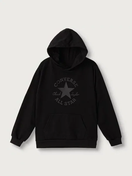 Converse kapucnis melegítőfelső gyerek pamuttal fekete
