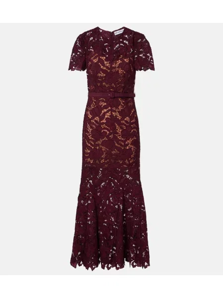 Cu centură rochie midi Self-portrait cu model floral din dantelă