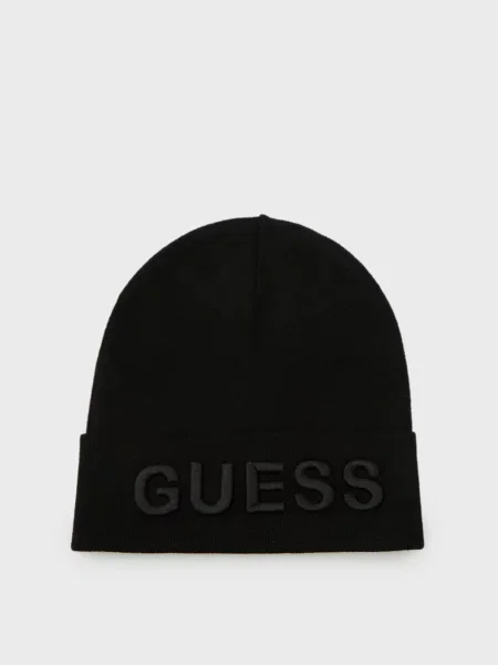Трикотажная макси шапка Guess черная