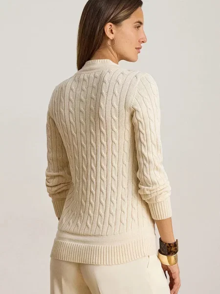 Lauren Ralph Lauren pulover z bombažem bež