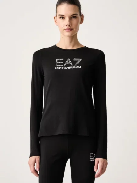 Tricou cu mânecă lungă Ea7 Emporio Armani din modal negru