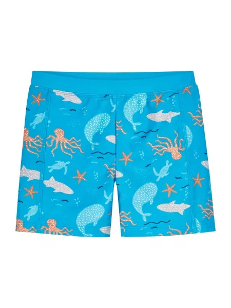 PLAYSHOES Șorturi de baie Meerestiere turcoaz / portocaliu alb