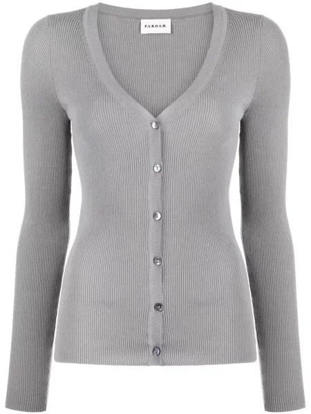 Cardigan P.a.r.o.s.h. cu decolteu în V cu nervuri gri