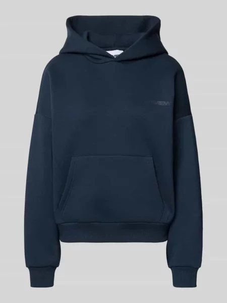 Bluza z kapturem z mieszanki bawełny Review granatowa