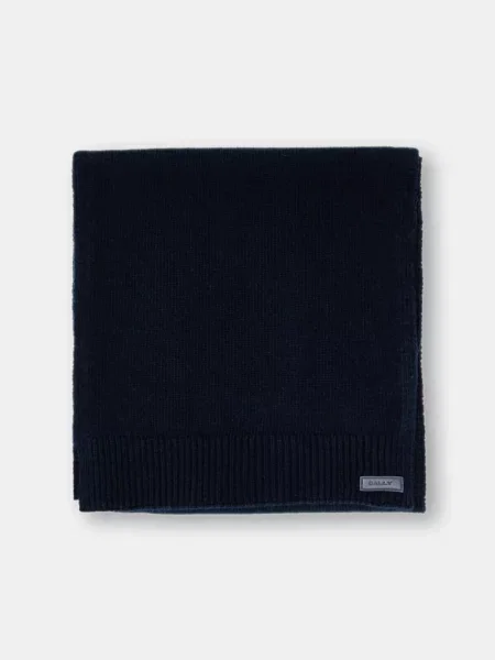 Шерстяной однотонный шарф Bally синий
