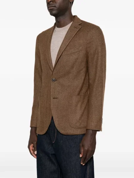 Sacou Boglioli de lână cu model herringbone maro