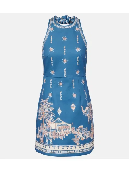Rochie Alemais cu imagine cu gât halter albastru
